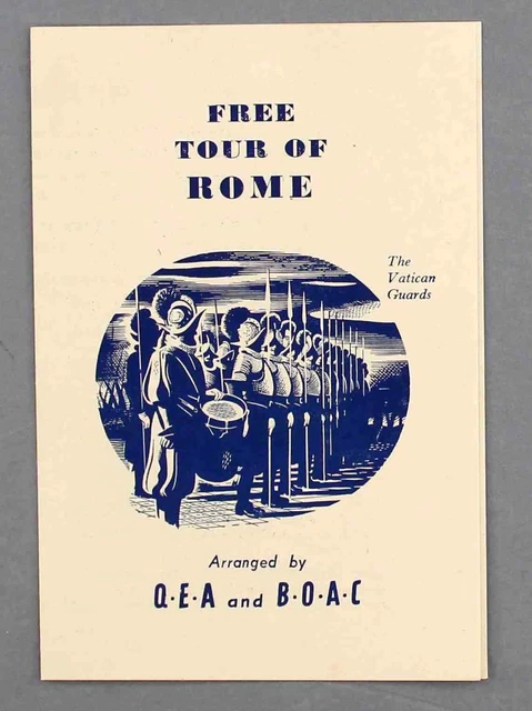 Qantas & Boac Rome Italy Vintage Airline Brochure B.o.a.c. Qea Q.e.a. 1950