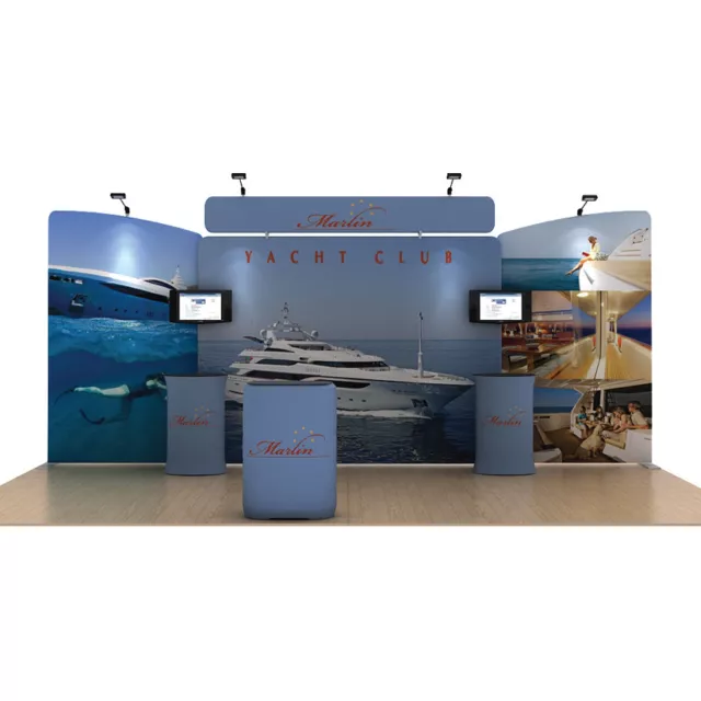 20ft portable custom tension fabric trade show display pop up banner booth sets