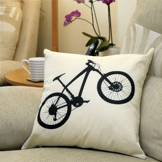 Cool Retro Cycling Mountain Bike MTB Design Throw Pillow Cushion Cover 45x45cm