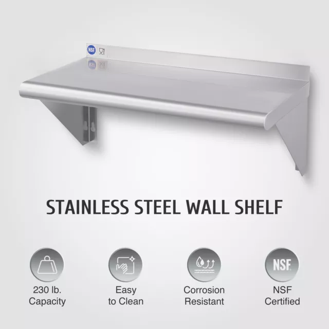 12"x24" Stainless Steel Wall Mount Shelf NSF Kitchen Garage Restaurant Shelving