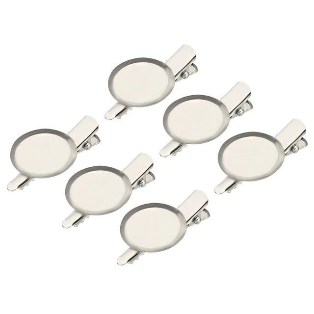 QUARKZMAN - 50 Broches Invierto Argentées Avec Clip Alligator - Plateau Rond 26mm Pour Badges, étiquettes, Artisanat DIY