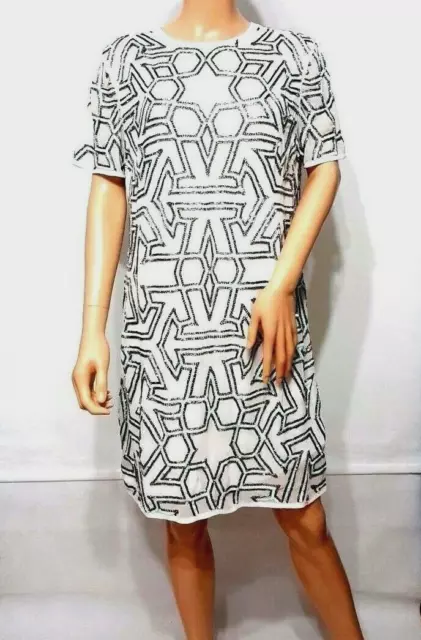 BRANDED Graphic Beaded Party Dress in Ivory UK12 RRP£95