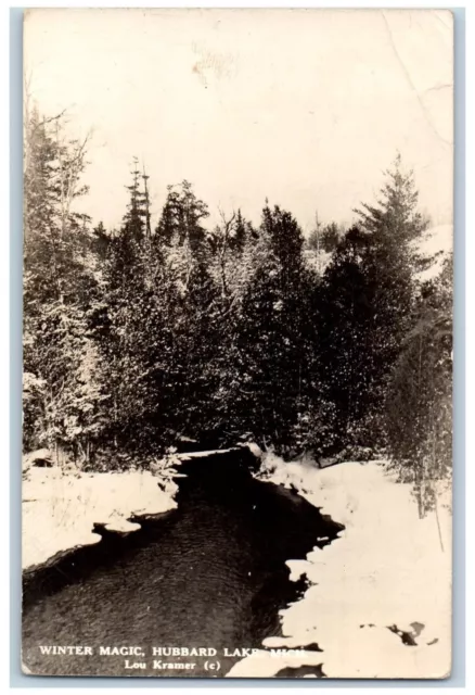 Hubbard Lake Michigan MI Postcard RPPC Photo Winter Magic 1951 Posted Vintage