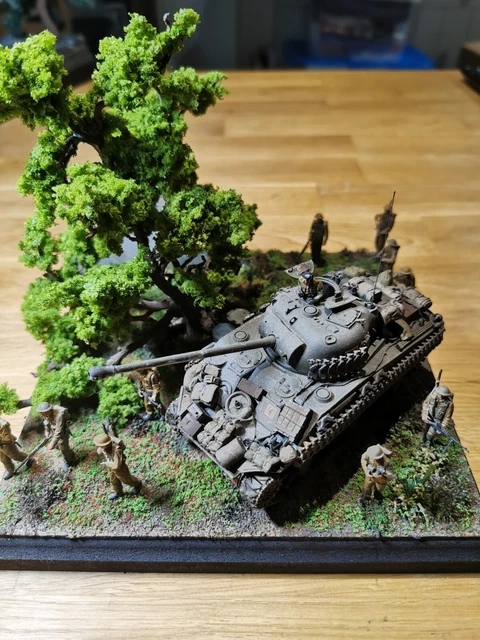 BUILT WW2 DIORAMA 1/48 British Sherman Firefly and Infantry £59.00 ...