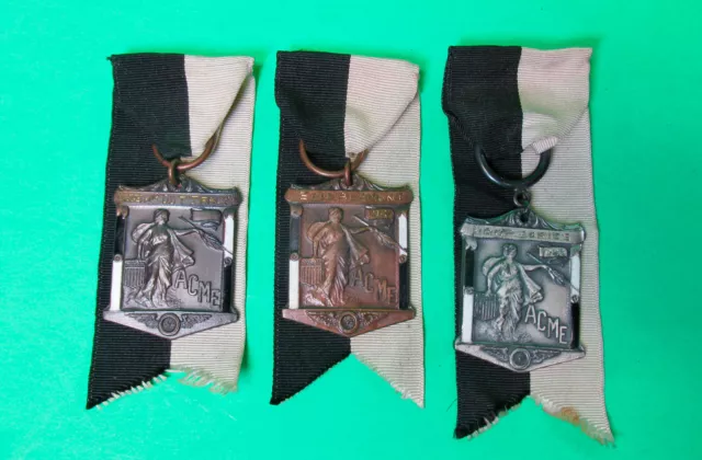 Vtg Antique 1920s One Sterling Silver ACME Brewery Beer Co Bicycle Race Medal