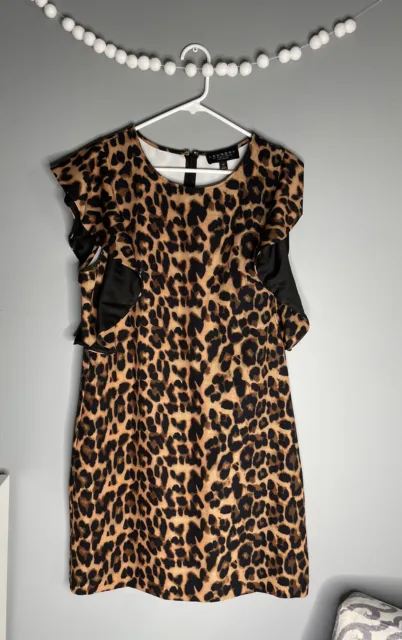 Laundry Shelli Segal Dress Womens 12 Large L Animal Print Leopard Cheetah
