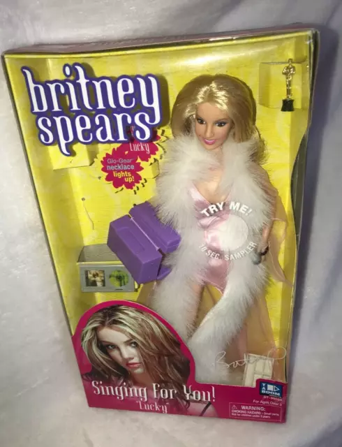 New  2001 YaBoom Britney Spears Singing For You Lucky Pink Dress Boa Doll *READ