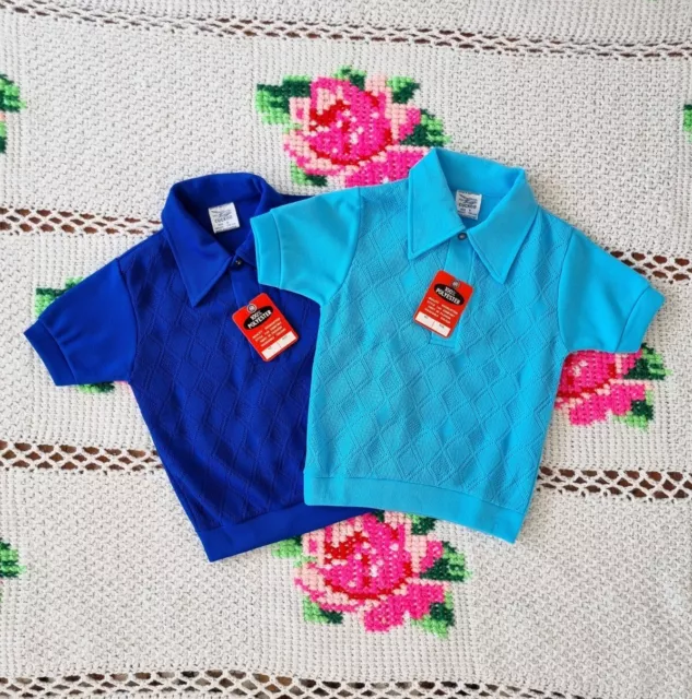 Kitsch 2 Polo Shirts Lot 60S Deadstock Cuckoo Arglye Collar Tee Approx 5-6 Years