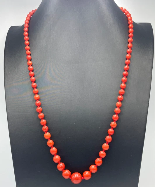 Collier Long En Or Massif 18 Carats Vintage - Perles Naturelles - Longueur 91 Cm - Italie Années 50