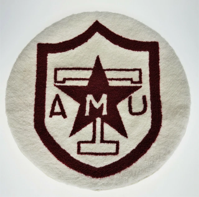 TX A&M University Aggies HomeMade Round Vtg Rug 20“ Fan Mat Wall Hanging Woven