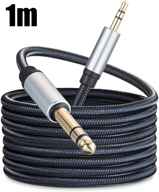 3.5mm to 6.35mm Stereo 6.5mm 1/4  inch Amplifier Guitar Fabric Cable Audio Lead