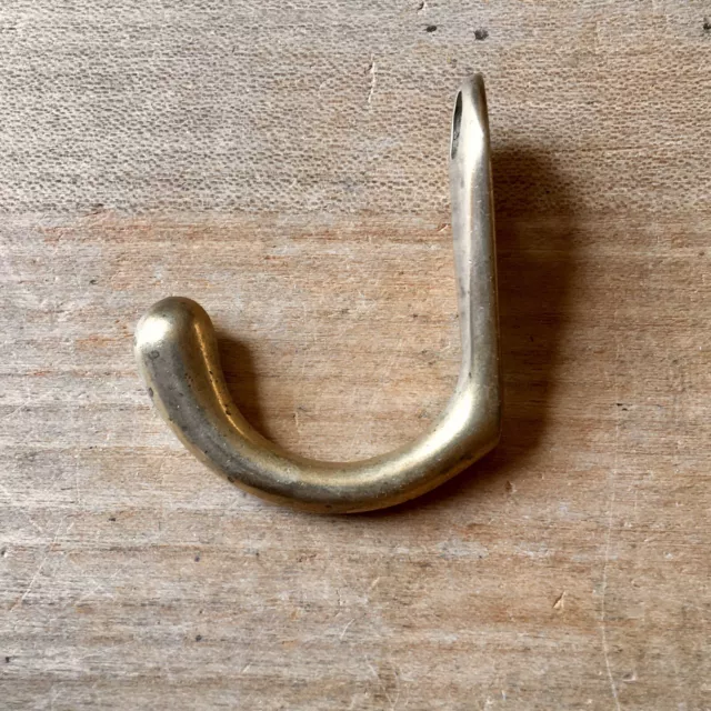 Antique Brass Coat Hook Victorian Vintage Reclaimed Old