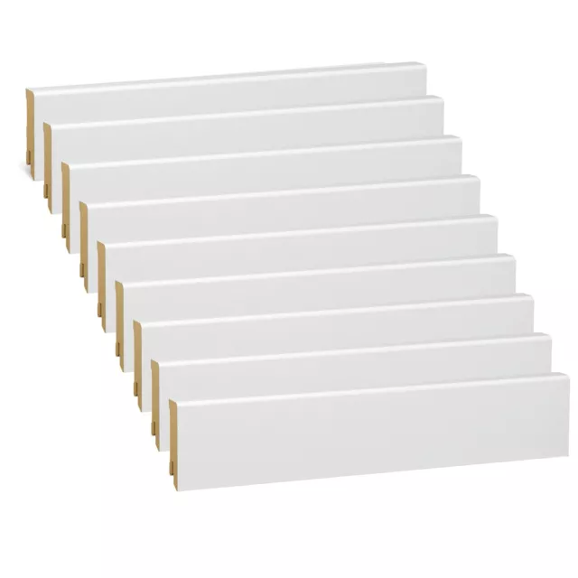 Vorteilspack - Modern Sockelleiste aus MDF ral9016 | Fußleiste weiß | 16 x 58 mm