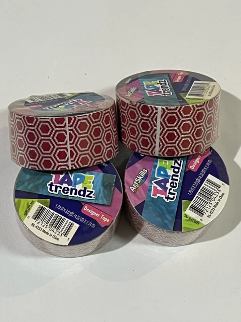 ArtSkills Red Hexagon Print & Glitter Designer Tape Trendz Duct Tape Lot Of 4