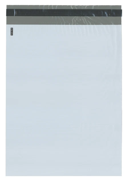 Plymor Poly Mailer White/Gray Bag w/ Closure and Strip, 12" x 15.5" (Cse of 500)