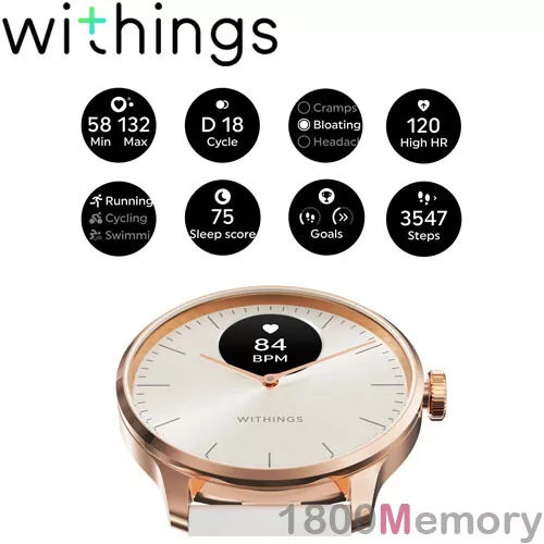 Withings 37mm ScanWatch Light Sleep Monitor Smart Watch Rose Gold Beige 3