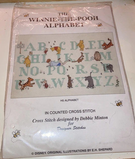 DISNEY'S CLASSIC WINNIE The Pooh Alphabet Counted Cross Stitch Kit New