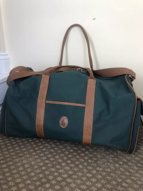 Vintage 80s Hunter Green Ralph Lauren Polo Travel Duffle Bag Weekender 20” EUC