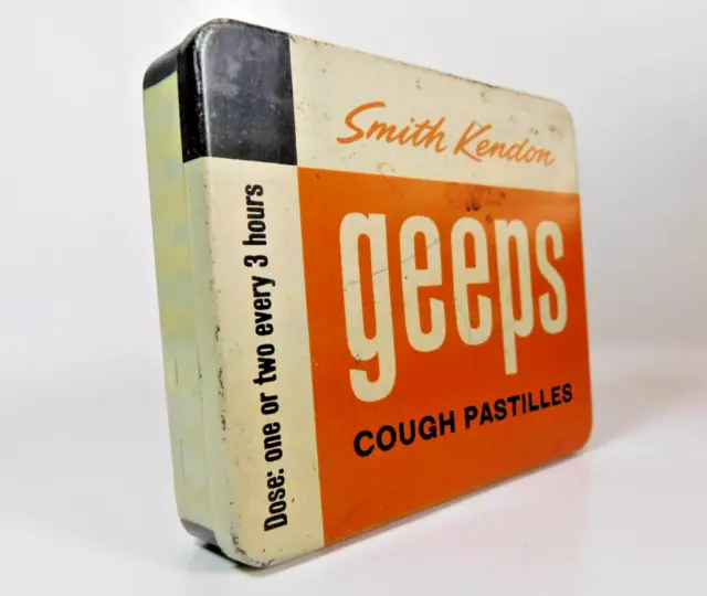 Vintage Smith Kendon Geeps Cough Pastilles London England Hinged Tin