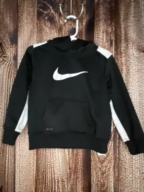 Nike Dri-Fit Pull Over Toddler Boy's Hoodie Black Long Sleeve Sweater Size 2T