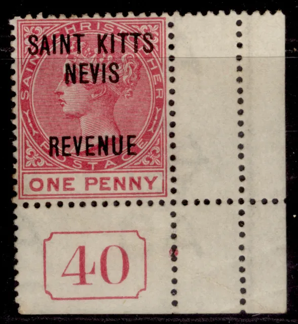 ST KITTS-NEVIS - St Christopher QV SG R3, 1d rose, UNUSED. PLATE 40