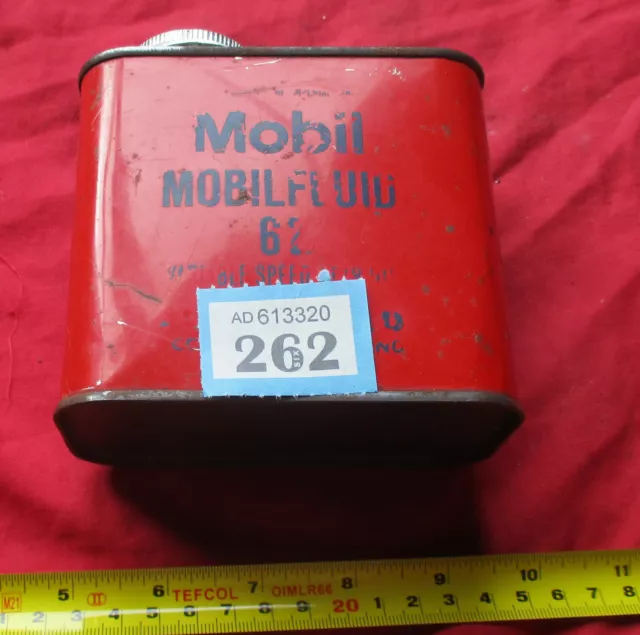 Mobil Fluid No.62 Vintage Fluid Man cave oil co tin