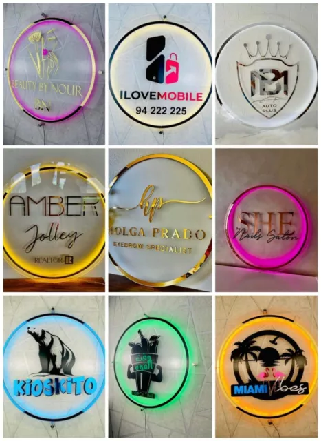 Custom  LED Sign Personalized, Custom Illuminated Sign - Round - 23in / 60cm