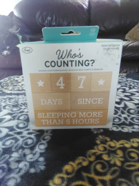 New In Box Who's Counting Wooden Countdown Blocks By FRED Parenting Edition Cute