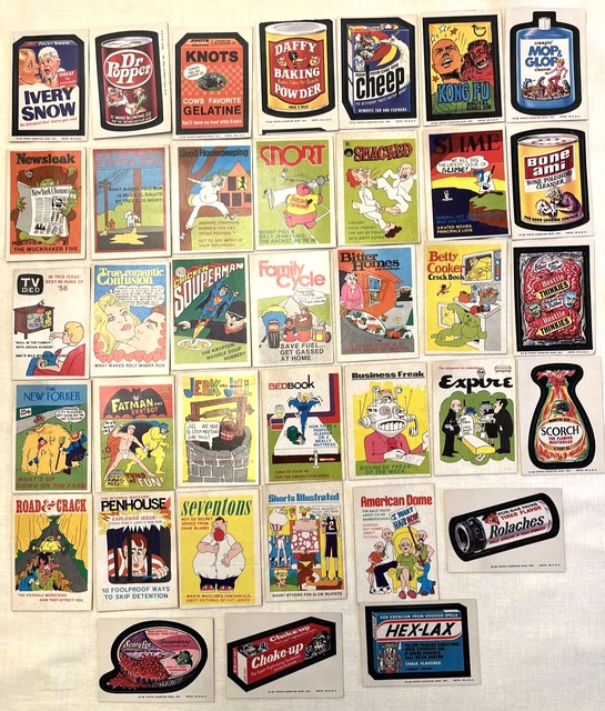 Lot 37 1974 Toppy Wacky Packages Topps (Series 8) & Fleer Crazy Magazine Covers