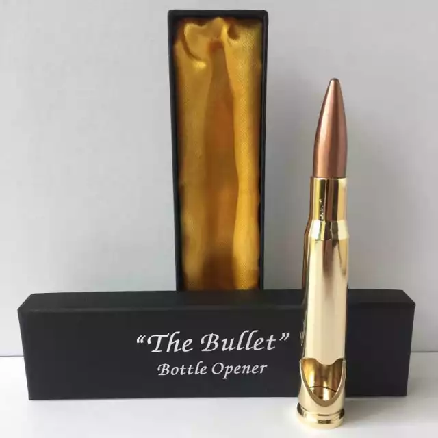 50 Cal Caliber Bullet Bottle Opener Shiny .50 Metal Shell Gun Ammo Gift Box