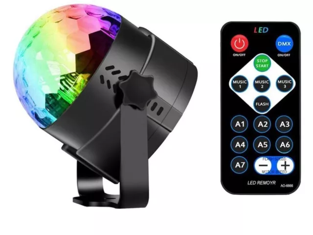 Proiettore Rgb Luci Led Effetto Discoteca Dj Sfera Multicolore Ruotante 360°