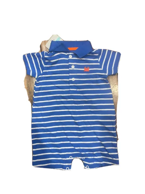 Carters Baby Boy One Piece Blue/White Stripe Size 6 Months