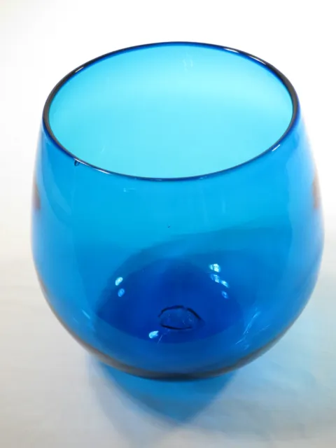 Grand bol à fruits moderne des années 1960 MCM superbe bol à fruits en verre bleu aquatique