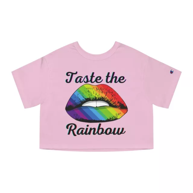 LGBTQI+ Cropped T-Shirt - Rainbow Lips "Taste the Rainbow" Design / Gay Pride