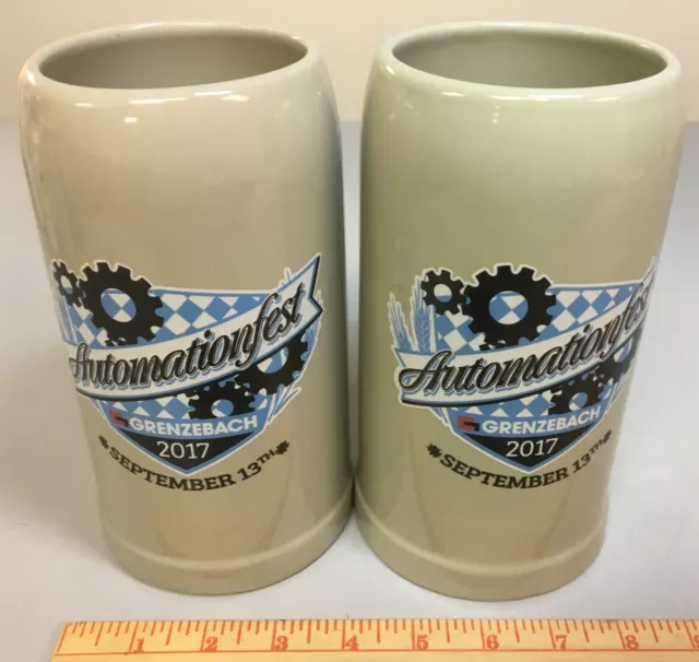 LOT OF 2 NEW! GERMAN BEER MUG STEINs GRENZEBACH GERMANY 1 LITER EA - NEVER USED!
