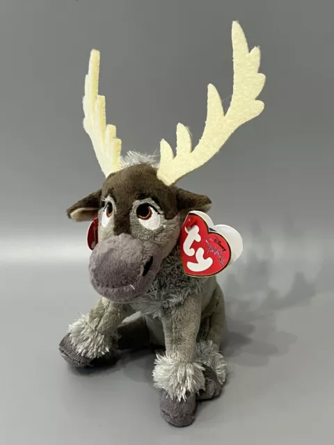 "Beanie morbido peluche Ty Sparkle Frozen Sven renne Disney ritirato senza suono 8""