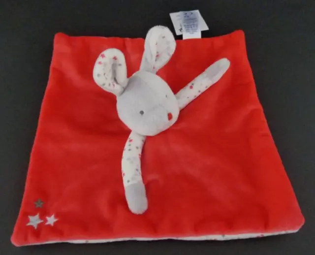 20. Doudou Plat Obaibi Okaidi Lapin Rose Rouge Blanc Gris Etoiles - 100% Neuf