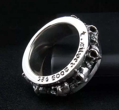 Skull Stack Solid 925 Sterling Silver Mens Band Ring New Gothic Rocker Biker