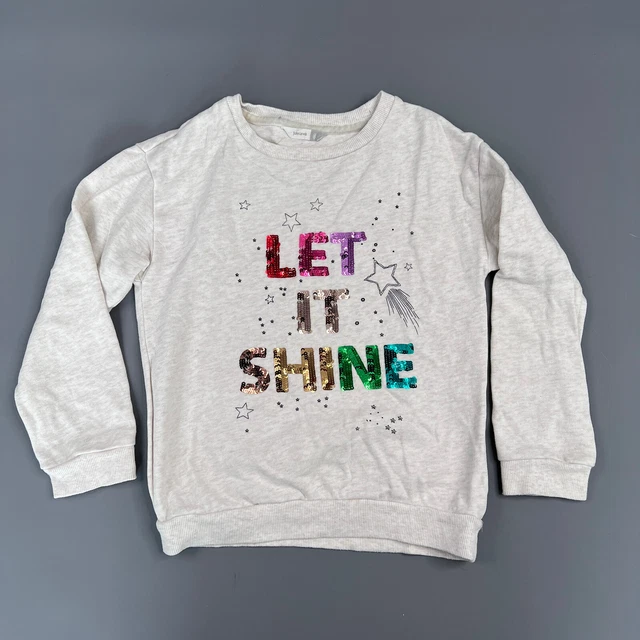 Felpa con paillettes John Lewis bambini età superiore 8 anni grigio chiaro Let It Shine