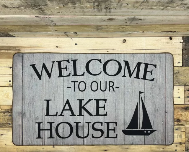 Welcome to Our Lake House Door Mat Doormat 17x30 Inch Rustic
