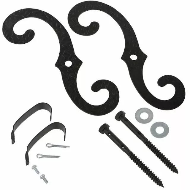 Exterior Shutter S Hooks SS Black Iron Hardware Non-Rattling Spring Holdback 7"