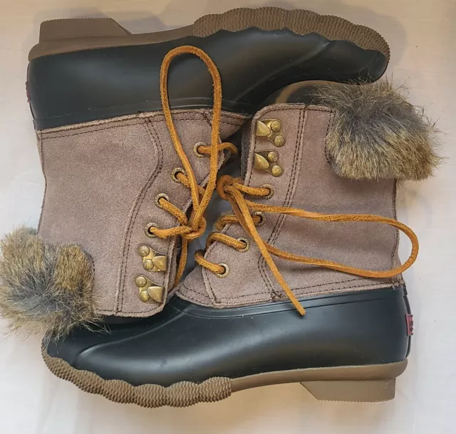 Euc Waterproof Rubber Sperry Top-Sider Faux Fur Duck Boots Sts93847 Size 5M