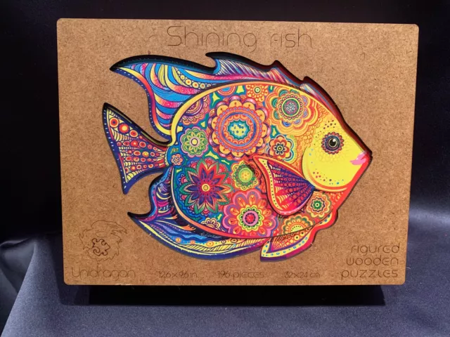 Unidragon Wooden Jigsaw Puzzle "Shining Fish" 196 Laser Cut Figured Pieces