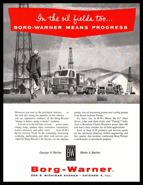 1959 Borg Warner Chicago Illinois "In The Oil Fields BW Means Business" Print Ad