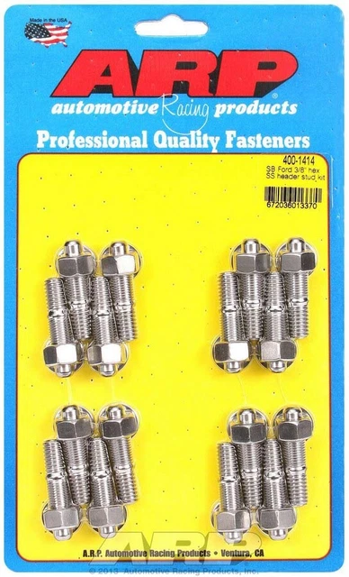 Arp Header Stud 1.670 In Hex Nuts Polished Ford 16 Pc P/N 400-1414