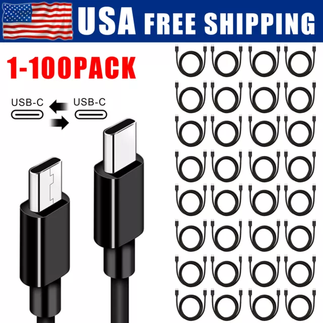 Bulk Lot 3/6/10FT Type USB-C to USB-C Cable Fast Charging PD Cord Rapid Charger