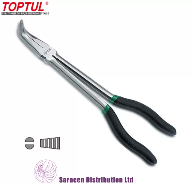 Toptul 11" Long Reach Half-Round 90° Bent Nose Pliers - Dfai1211