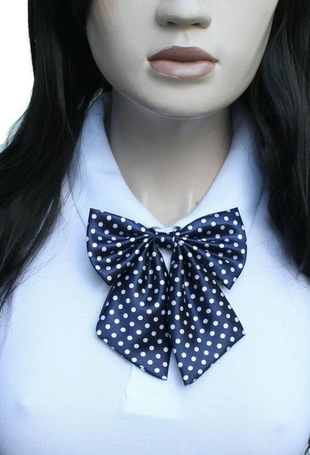 School Girl Lolita Navy Blue Spotty Bow Tie Harajuku JRock Kawaii Fetish Uniform