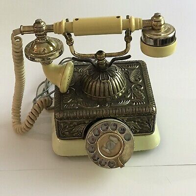 Vintage Brass French Victorian Style Rotary Dial Imperial  Phone - Untested