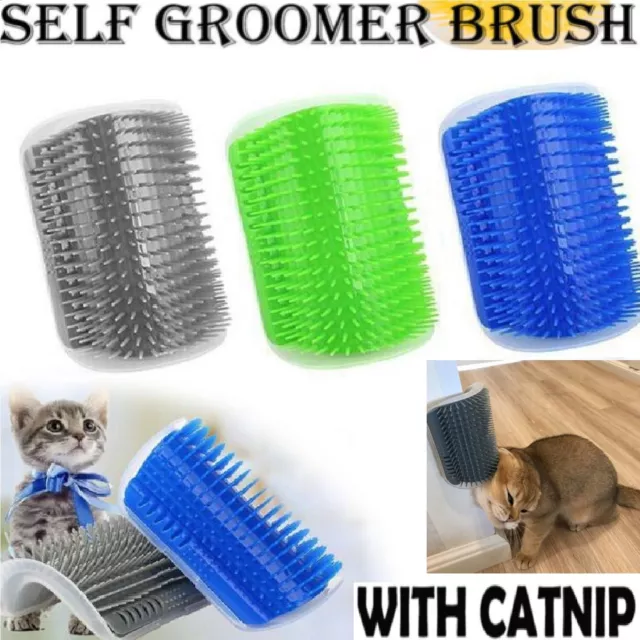 Pet Cat Grooming Comb Self Groomer Brush Wall Corner Catnip Hair Removal Massage